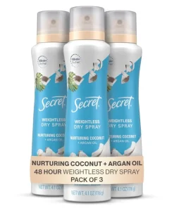 Secret Dry Spray Antiperspirant Deodorant, Nurturing Coconut and Argan Oil