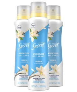 Secret Dry Spray Antiperspirant Womens Spray Deodorant, Vanilla and Argan Oil