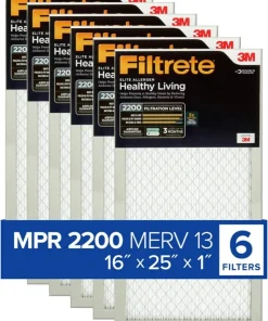 Filtrete 16x25x1 Air Filter, MPR 2200, MERV 13, 6 Filters